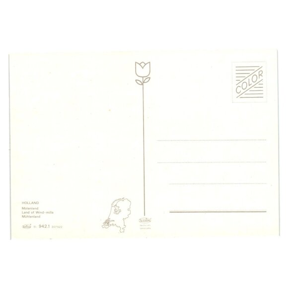 Dutch Windmill Postcard Holland Molenland Vintage Scenic Souvenir Unused Tourism - Picture 2 of 2